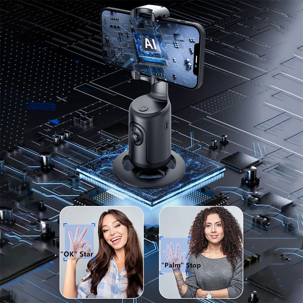 Stabilisateur de cardan pour smartphone avec suivi automatique du visage et rotation à 360°