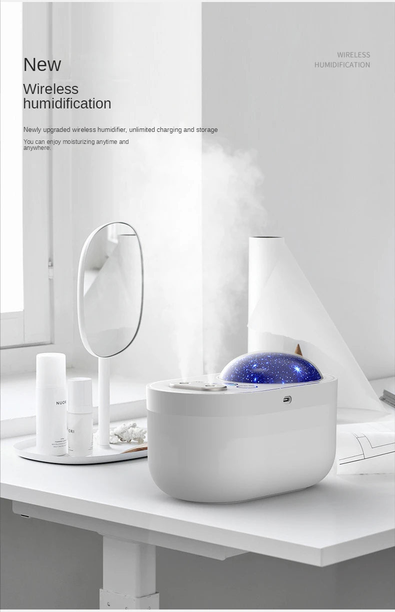 Humidifier Double Spray Projection Lamp USB Starry Sky Rotating Night Lamp