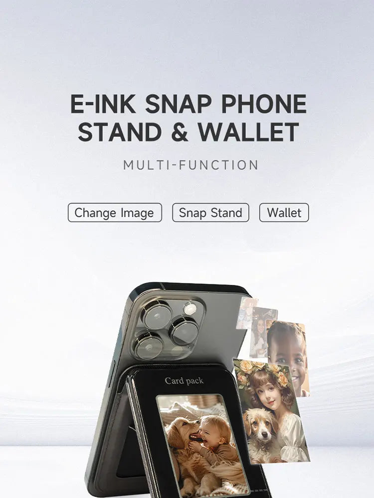 NFC Smart Ink Screen DIY Wallet Case& Card Holder & Phone Stand